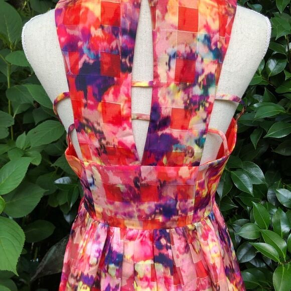 Sugar Lips Orange Geometric Print Fit &Flair Dress - Picture 6 of 12